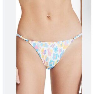 Onia NWT Alexa Watercolor triangle bikini bottom, White/blue/pink, Size XL